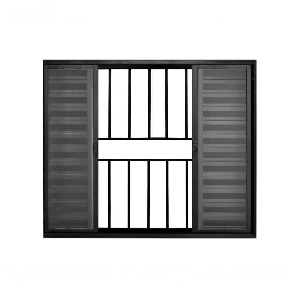 Veneziana 6 Folhas De Correr C/grade 1.00 X 1.00 Alumínio Preto Linha Modular - Hale