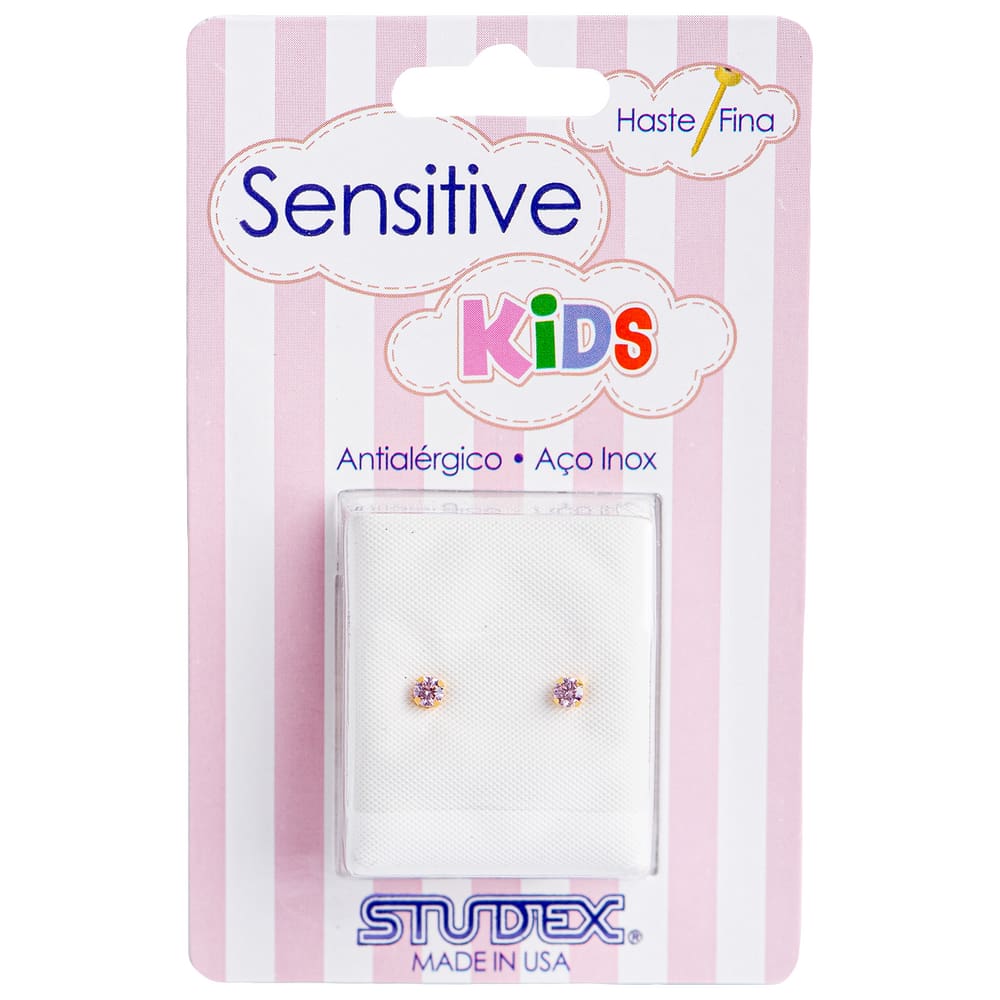 Brinco Studex Sensitive Kids Tiffany Zircônia Rosa 3Mm Sk744y