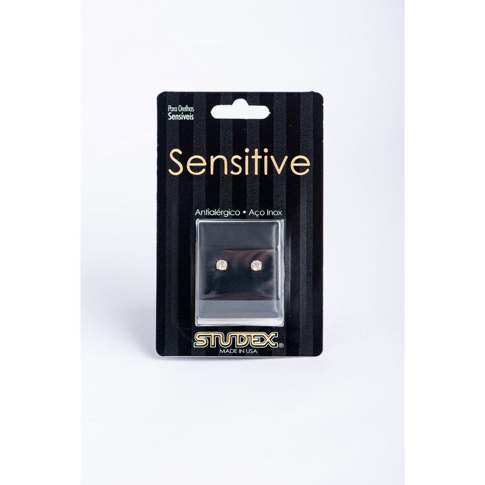 Brinco Studex Sensitive Ad Tiffany Zircônia 4Mm Dourad S742y