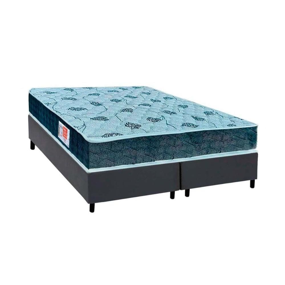 Cama Box Queen: Colchão Espuma D45 Orthoflex Comfortpedic + Base CRC Courano Gray(158x198)