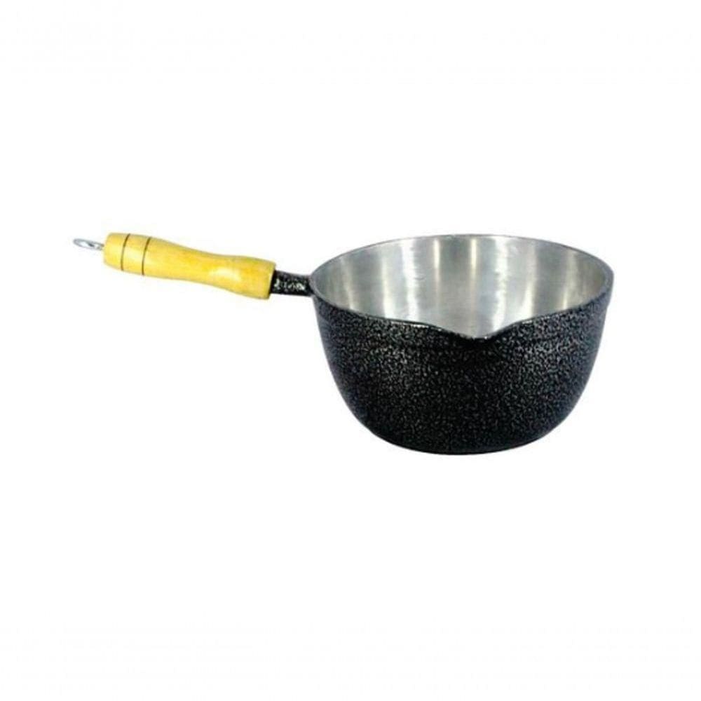 Caçarola Alumínio Craqueada Cabo Madeira 22Cm Preto
