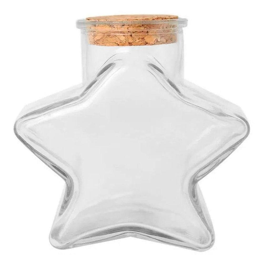 Kit 4 Potes De Vidro Estrela Com Tampa 150ml