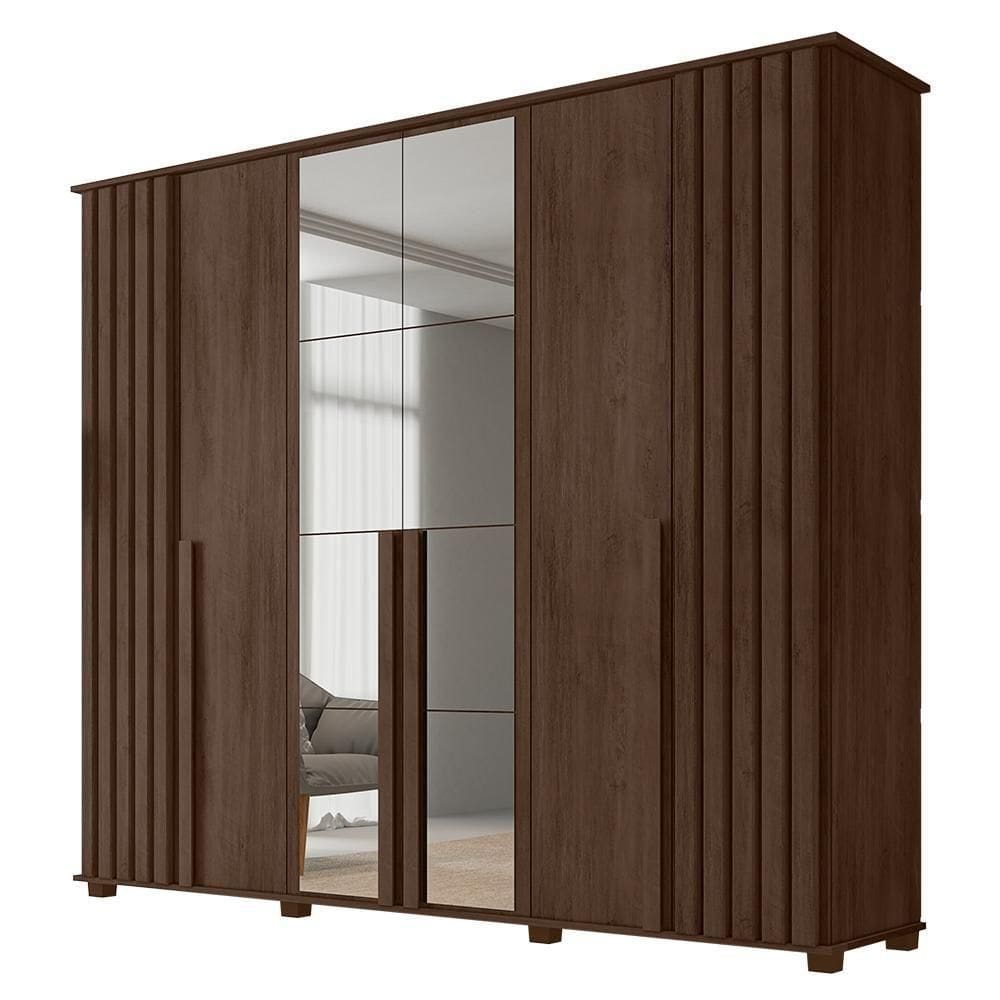 Guarda Roupa Casal Com Espelho 6 Portas Amsterdã Rv Móveis Noce