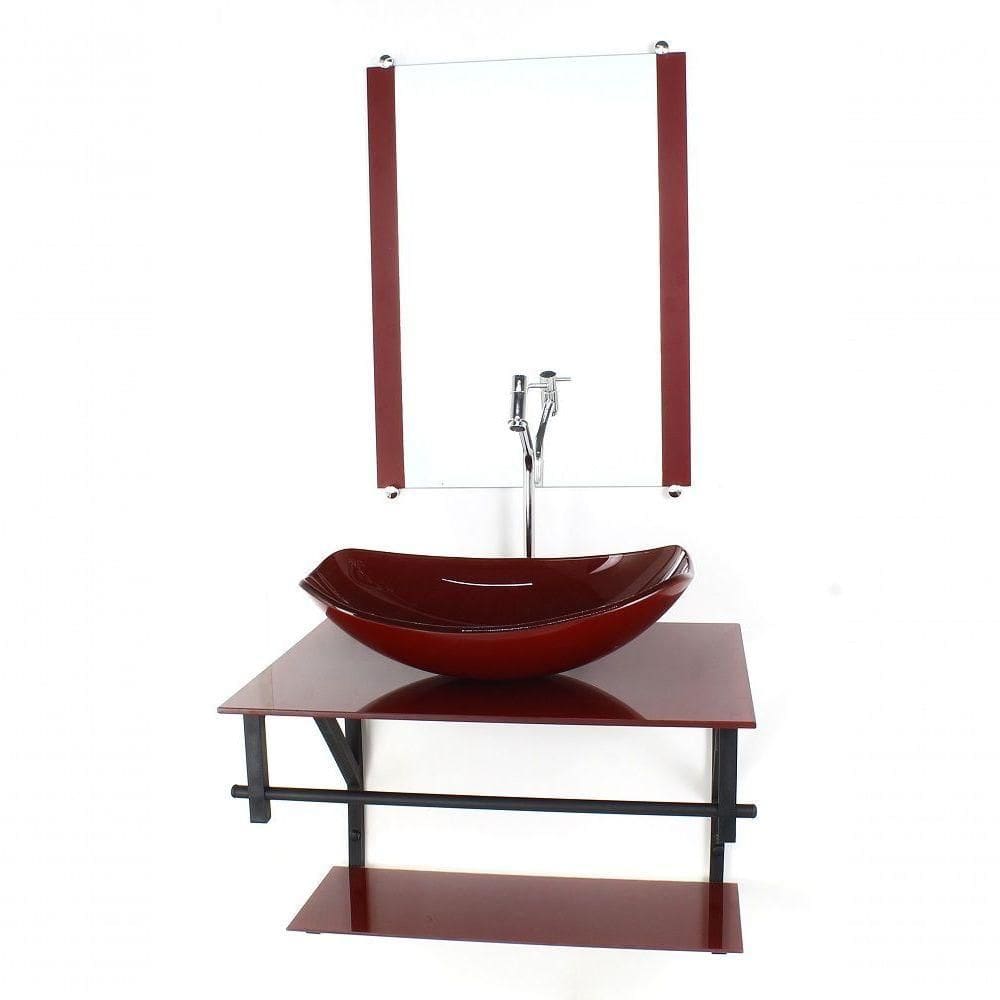 Gabinete De Vidro P/ Banheiro 60cm Cuba Com Torneira Cromada