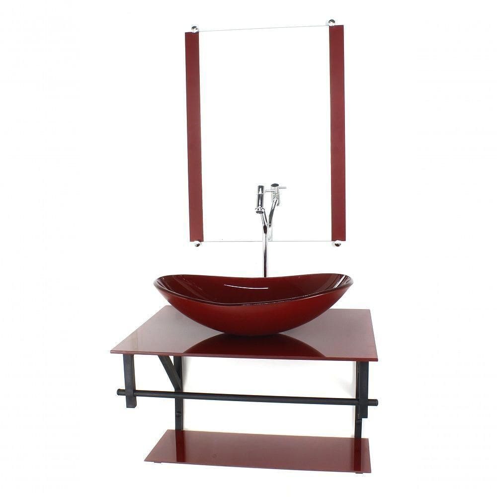 Gabinete De Vidro P/ Banheiro 60cm Cuba Com Torneira Cromada