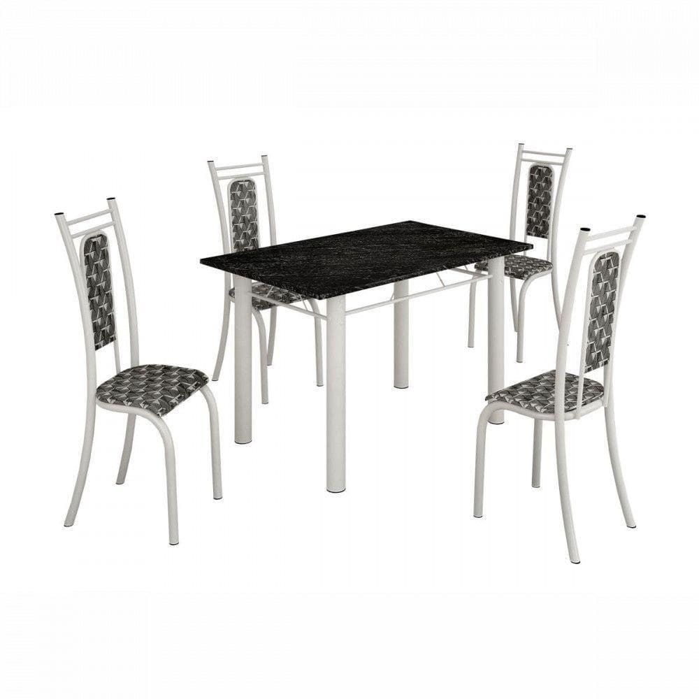 Conjunto De Mesa Paris 1,20m Com 4 Cadeiras Branco Teixeira Branco