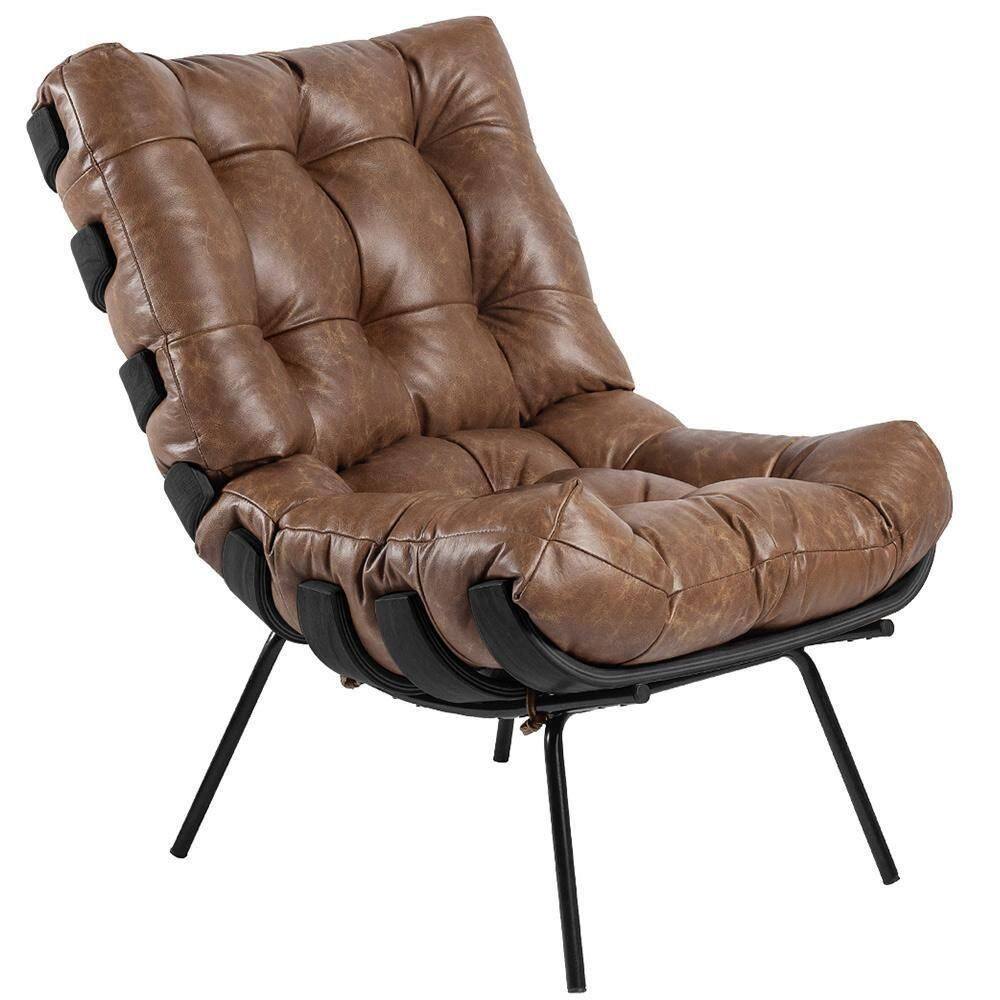 Poltrona Costela Preto L04 Couro Mel