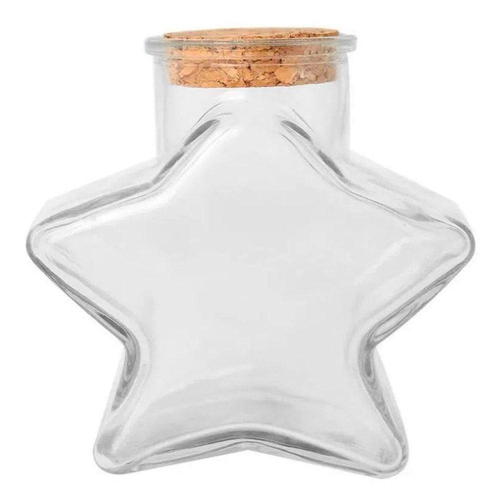Kit 8 Potes De Vidro Estrela Com Tampa 150ml