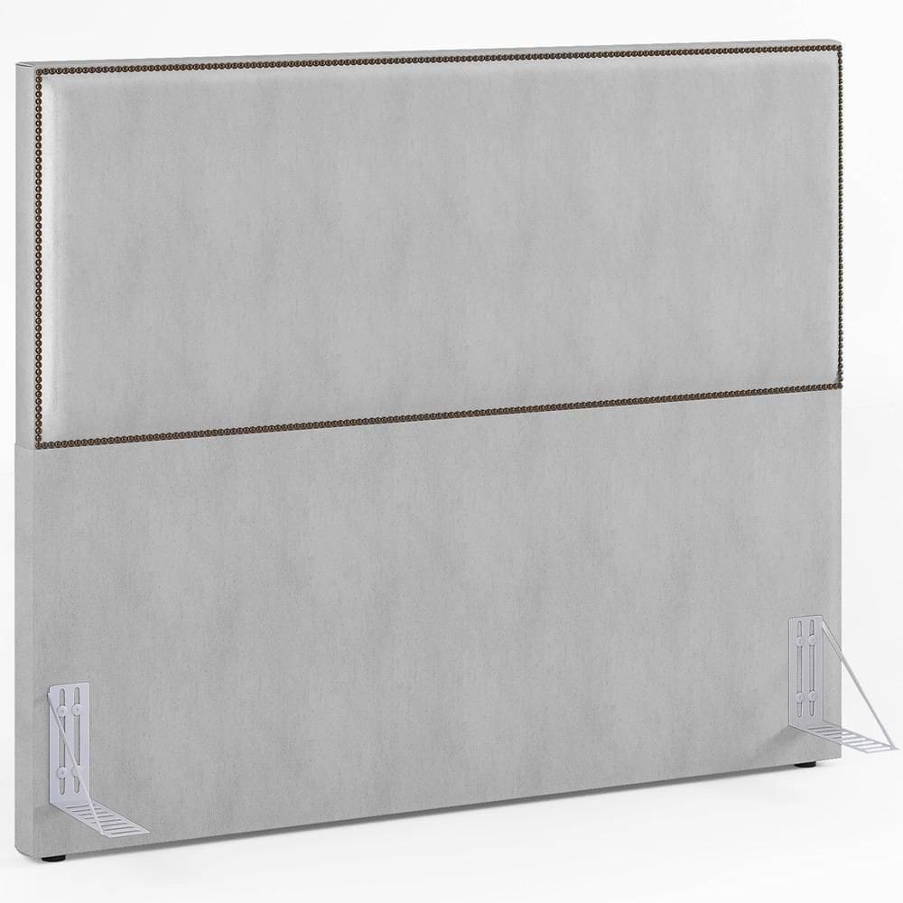Cabeceira Cama Box Casal Com Tachas 140 Cm Linho Cinza