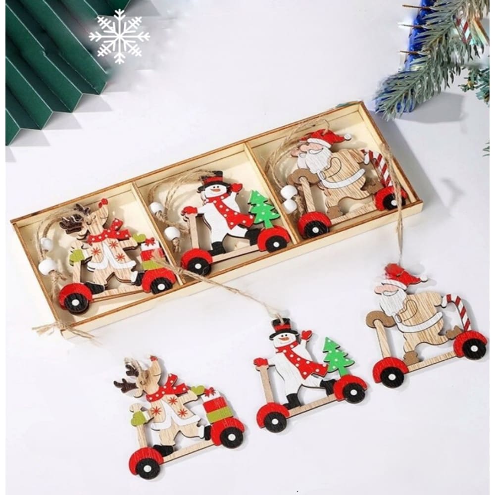 Kit 9 Enfeite Pendente Decoração Árvore De Natal Em Mdf 8cm
