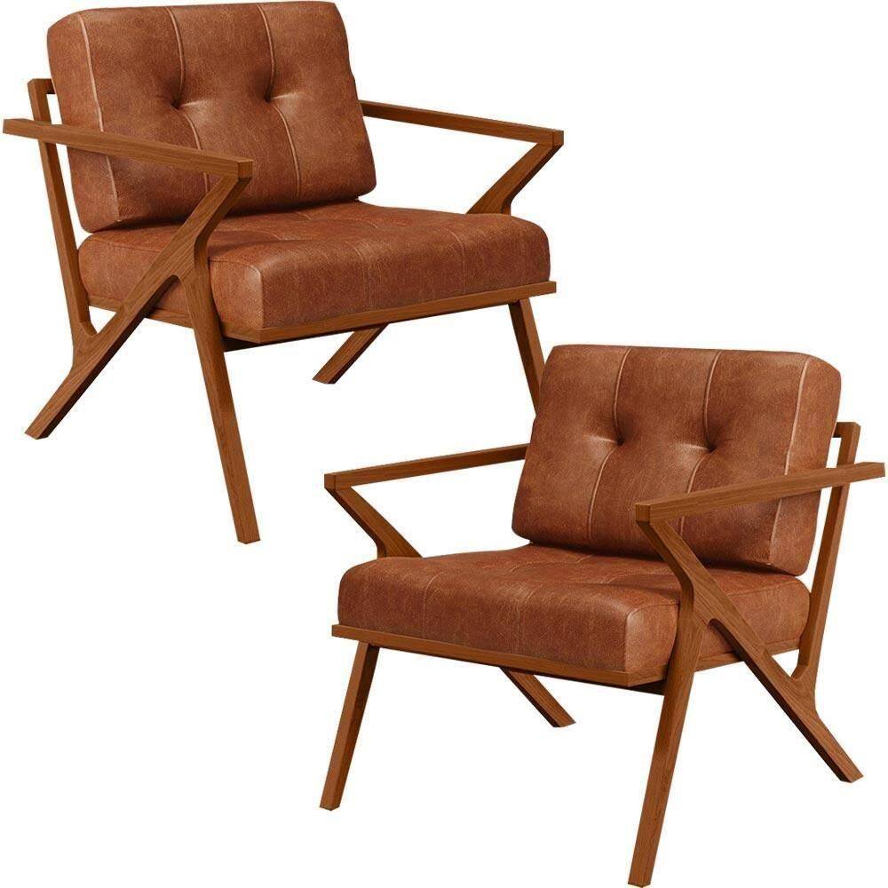 Kit 02 Poltronas Com Cintas De Corano Laís Couríssimo Camel