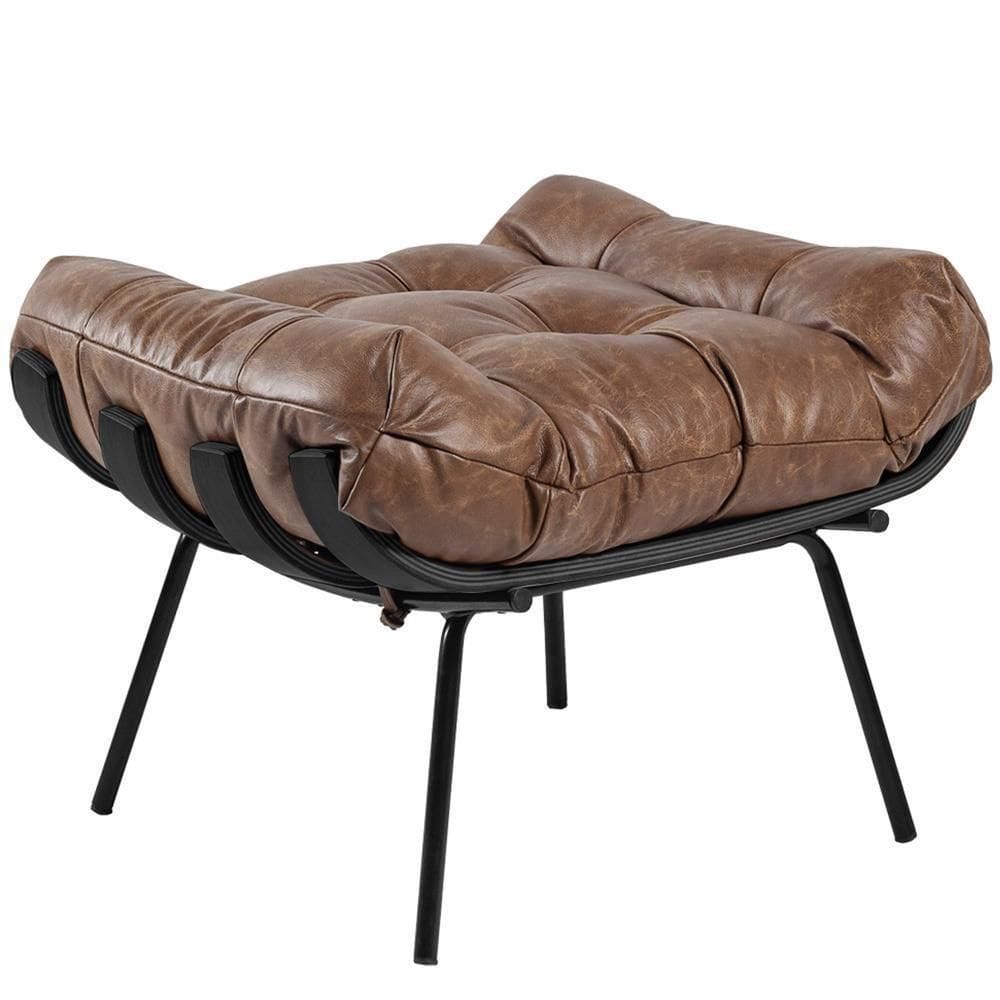 Puff Sala De Estar Costela Preto L04 Couro Mel