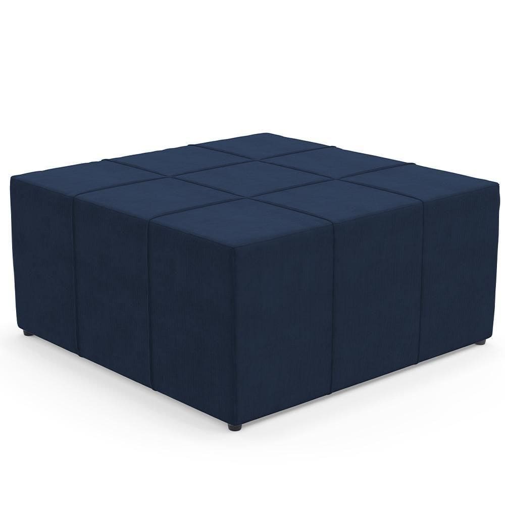 Puff Quadrado Milano 90x90cm W01 Suede Azul Marinho