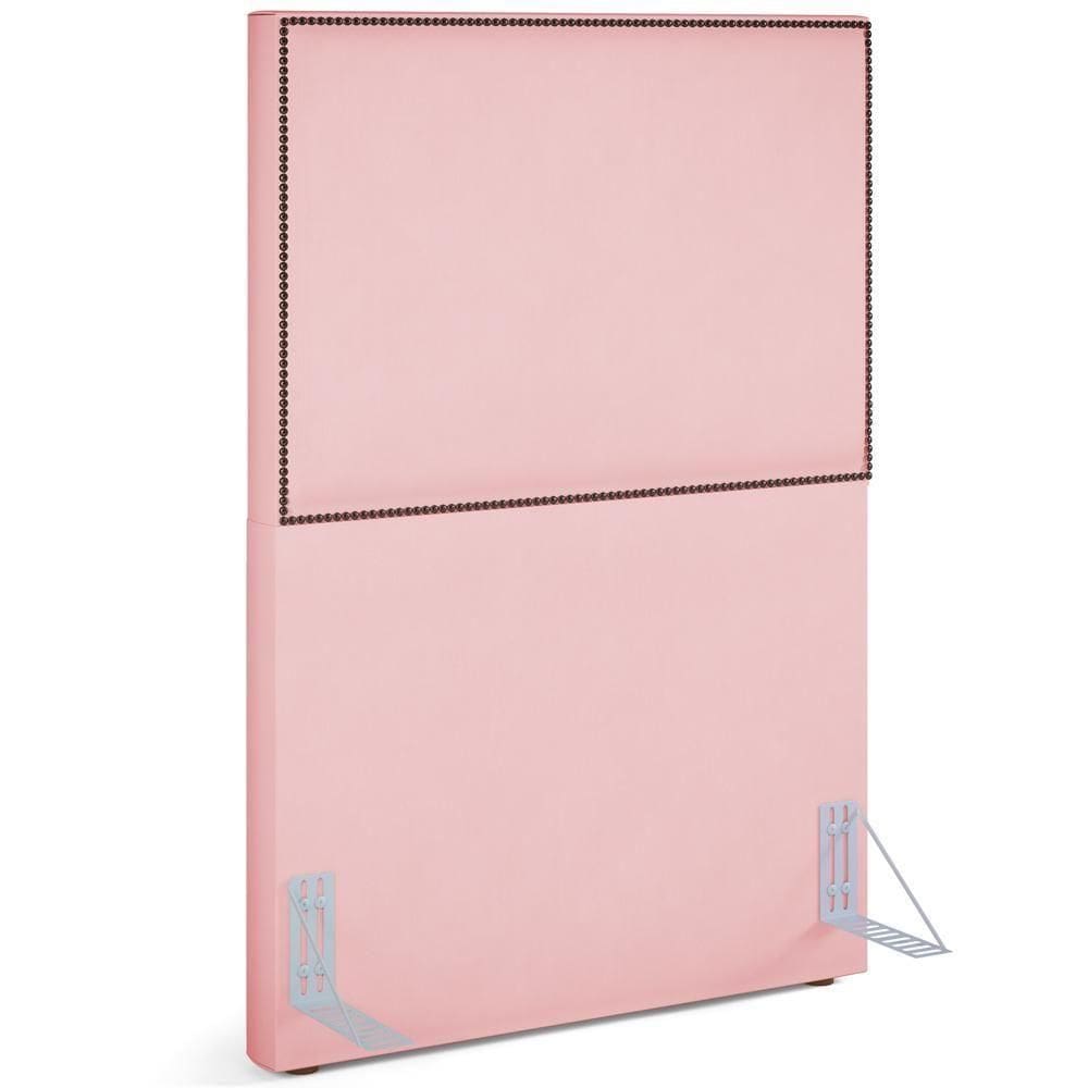 Cabeceira Cama Box Solteiro Com Tachas 100 Cm Suede Rosê