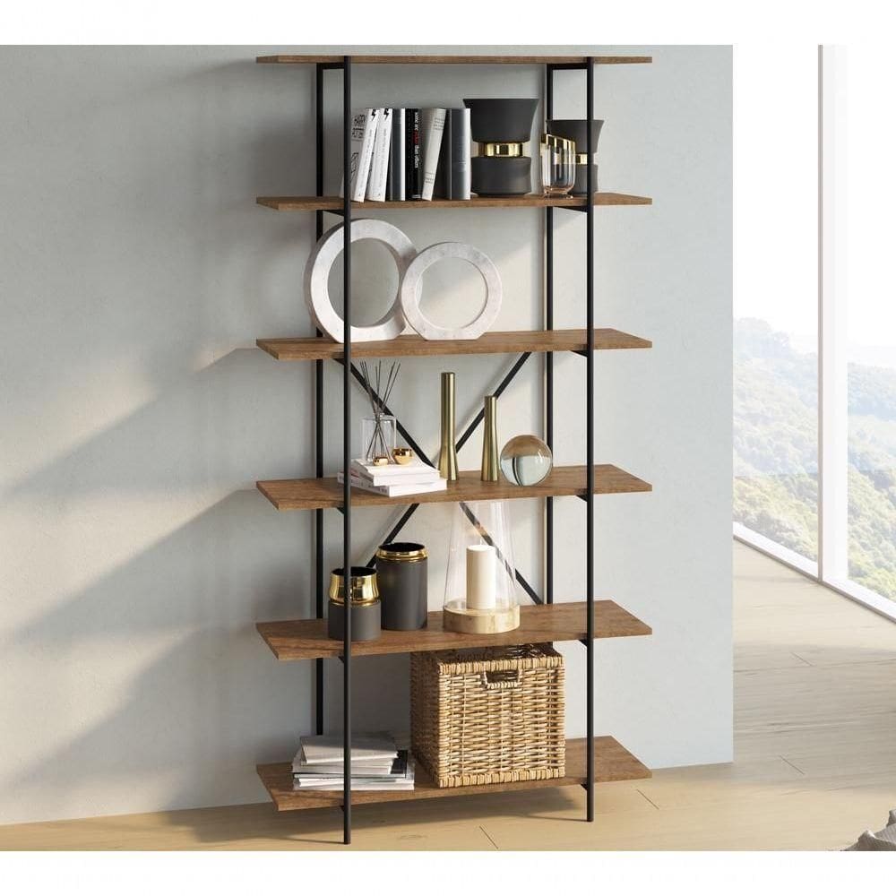 Estante Multiuso 06 Prateiras A1800 Vermont Preto Fosco