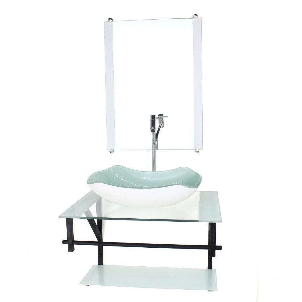 Gabinete De Vidro P/ Banheiro 60cm Cuba Com Torneira Cromada