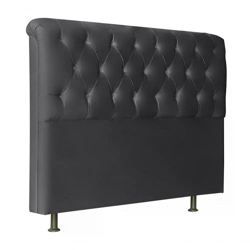 Cabeceira Casal 140cm Emilia Suede Preto Id Suede Preto