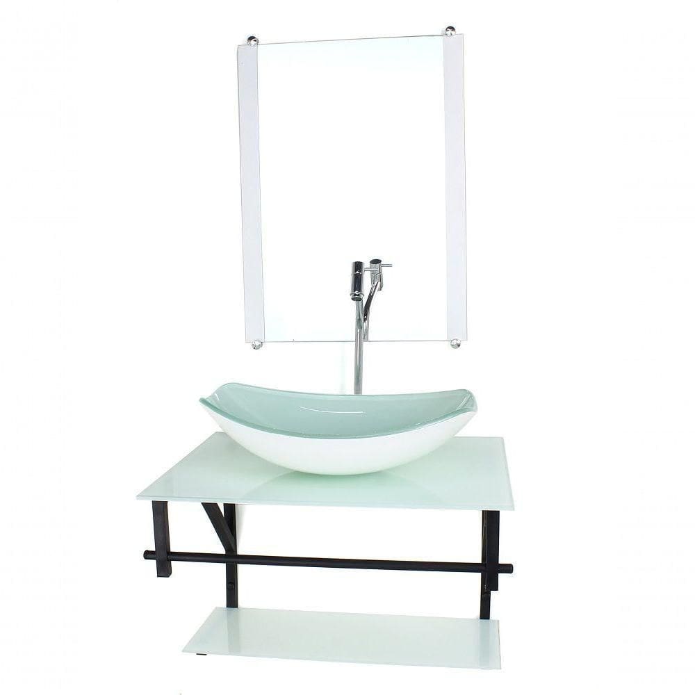 Gabinete De Vidro P/ Banheiro 60cm Cuba Com Torneira Cromada