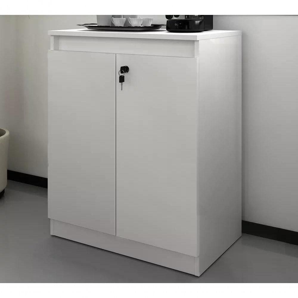 Balcão Para Escritorio 02 Portas Me4149 Branco Branco