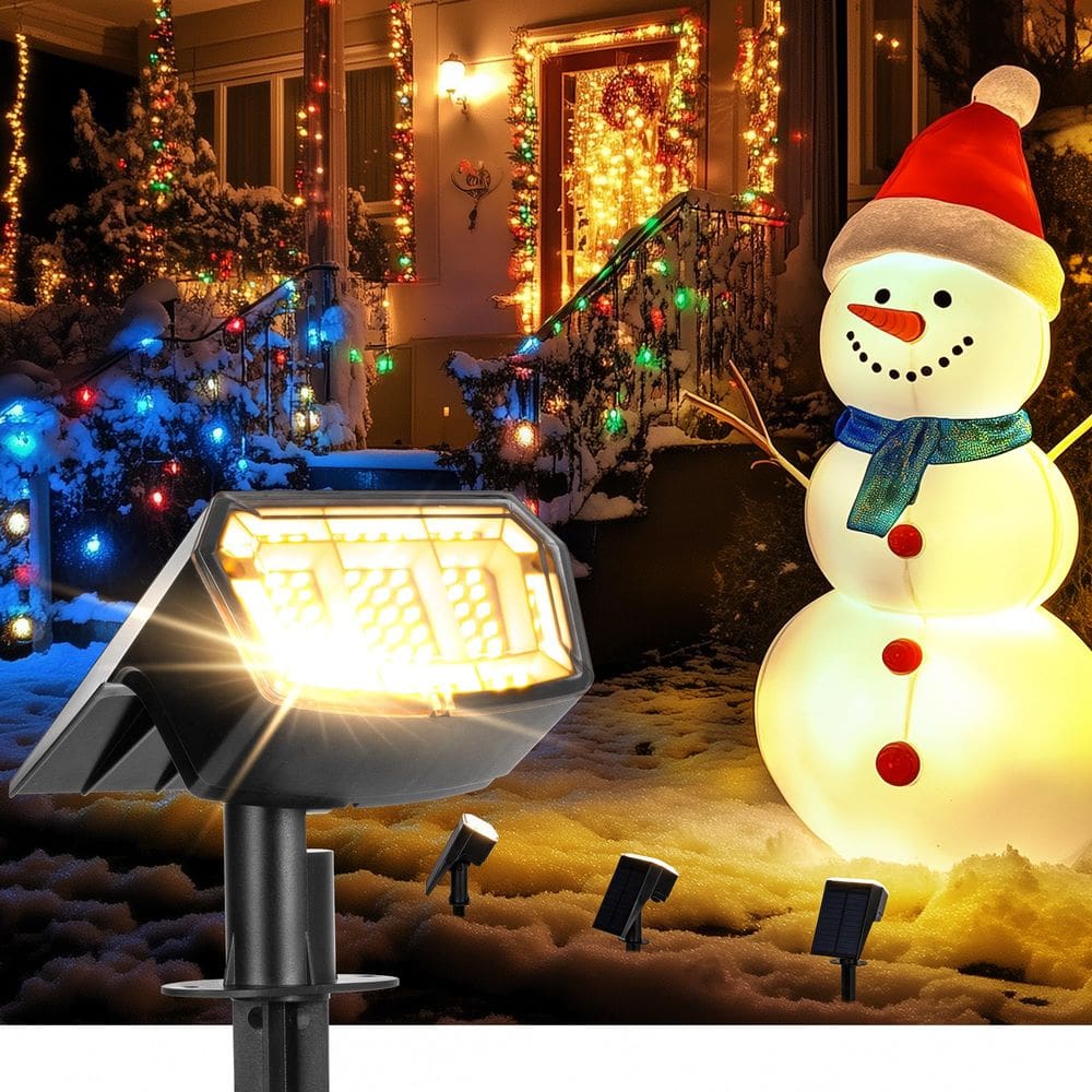 Holofotes solares AUDERWIN 63 LED, 3 modos de iluminação, pacote com 2