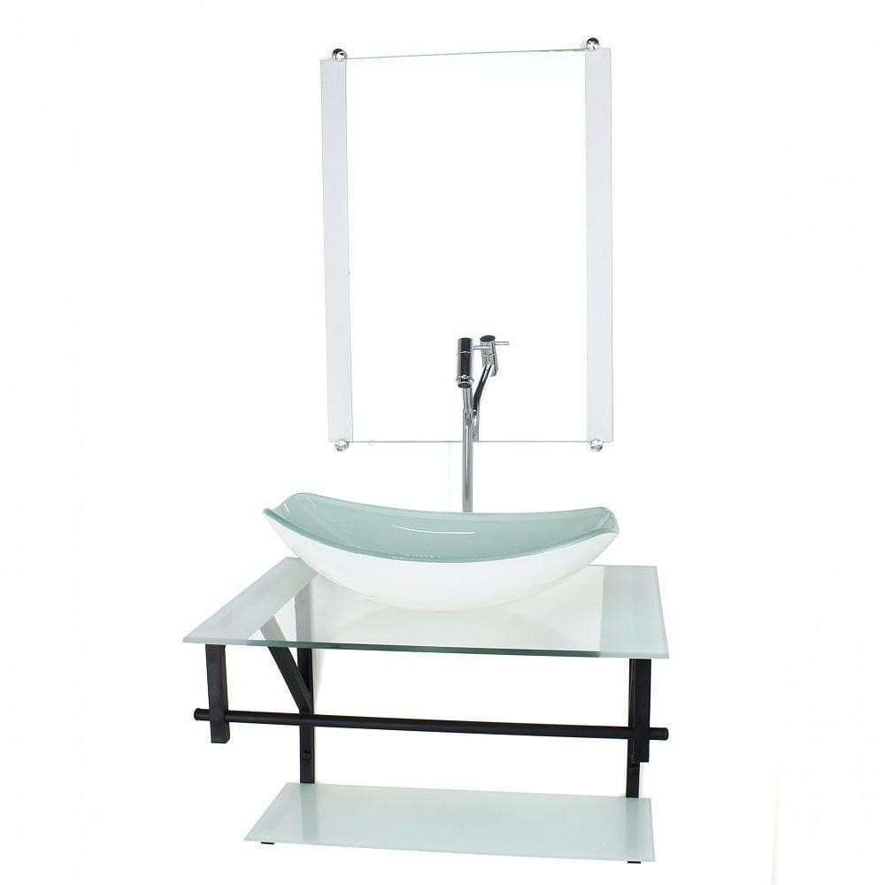 Gabinete De Vidro P/ Banheiro 60cm Cuba Com Torneira Cromada