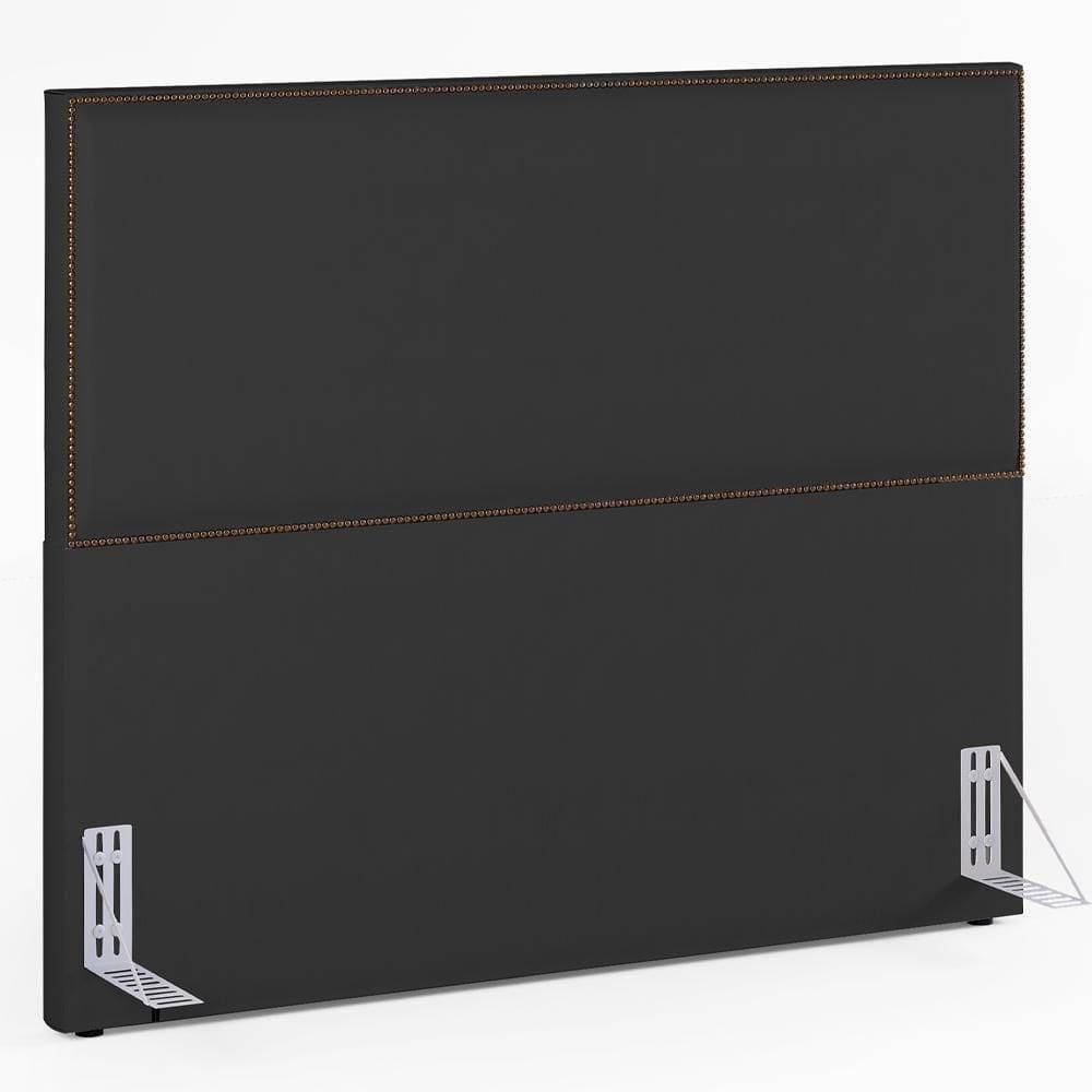 Cabeceira Box Casal King Com Tachas 195 Cm Suede Preto