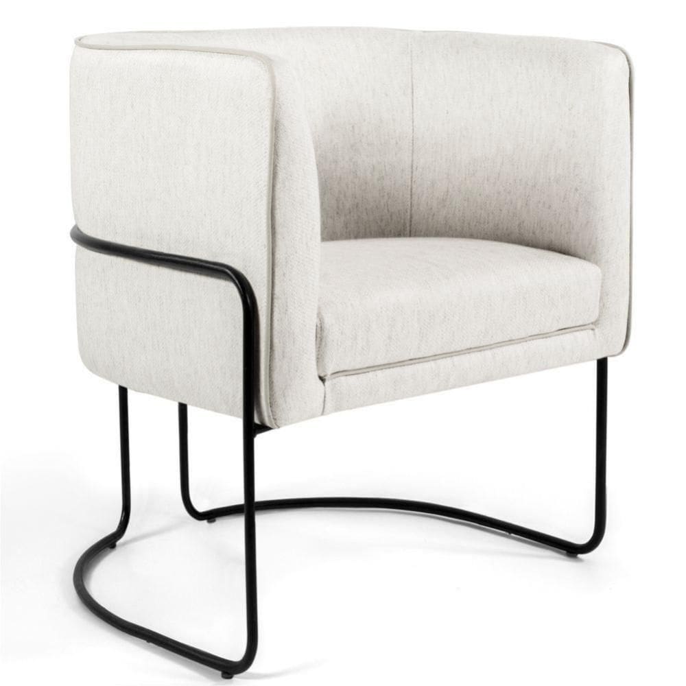 Poltrona Fixa Base De Aço Preto Betina D02 Linho Creme A-48