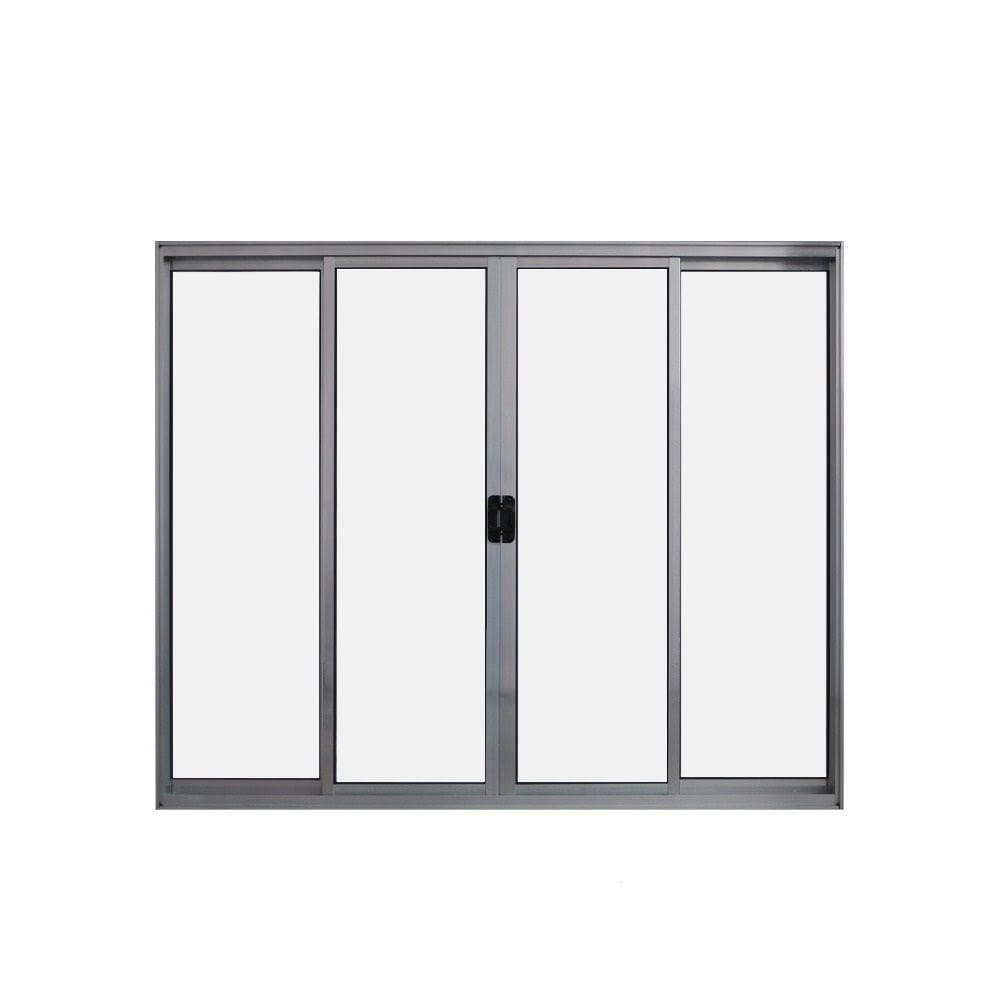 Janela 4 Folhas De Correr S/ Grade 1.00 X 2.00 Alumínio Brilhante Linha Modular - Hale