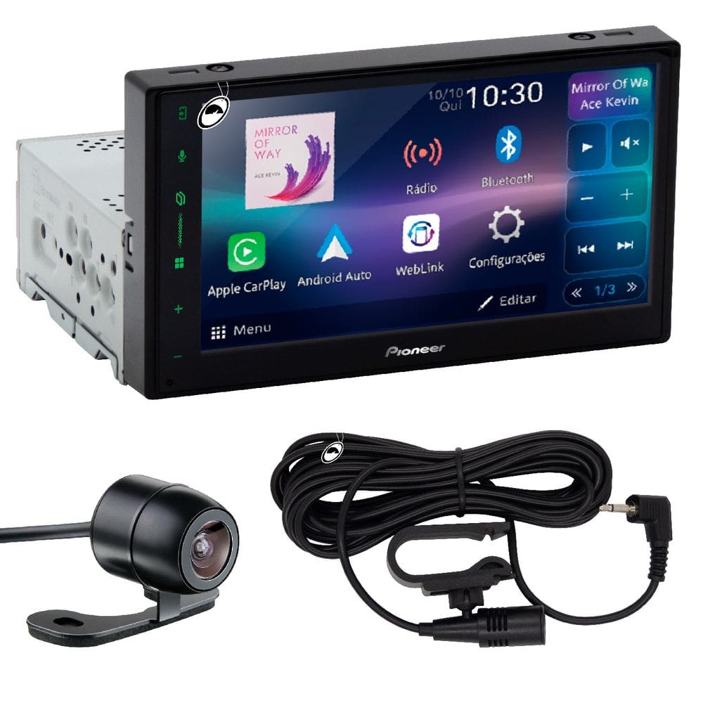 Multimídia 6,8\" Pioneer DMH-A5650BT Car Play Android Auto Sem fio + Câmera de Ré