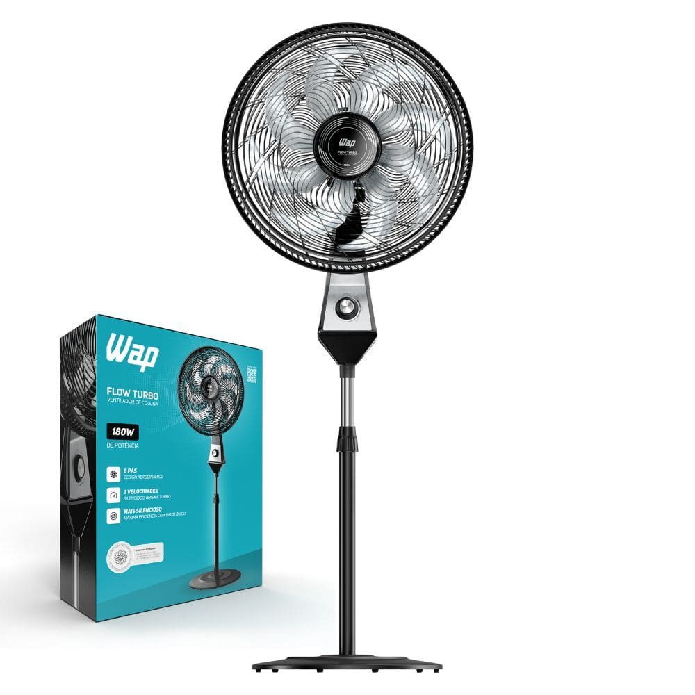 Ventilador De Coluna Oscilante 50cm 8 Pás 3 Velocidades Flow Turbo