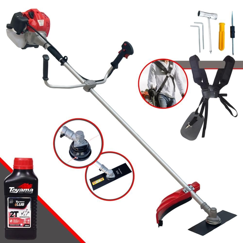 Roçadeira Anmax CG430P-TB À Gasolina 2T 43cc 2HP Alta Rotação Robusta e de Alta Performance Com Carretel de Nylon e Lâmina 2 Pontas + ÓLEO TOYAMA 2T