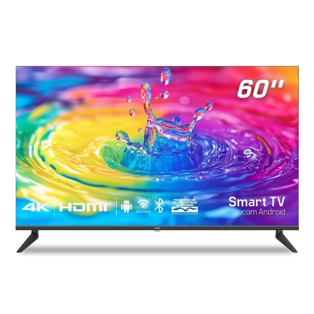 Smart TV HQ 60\" UHD 4K, HDR Android 11, Sistema Ultrasound, Design Slim, Processador Quad Core, Espelhamento de tela, HQSTV60NK