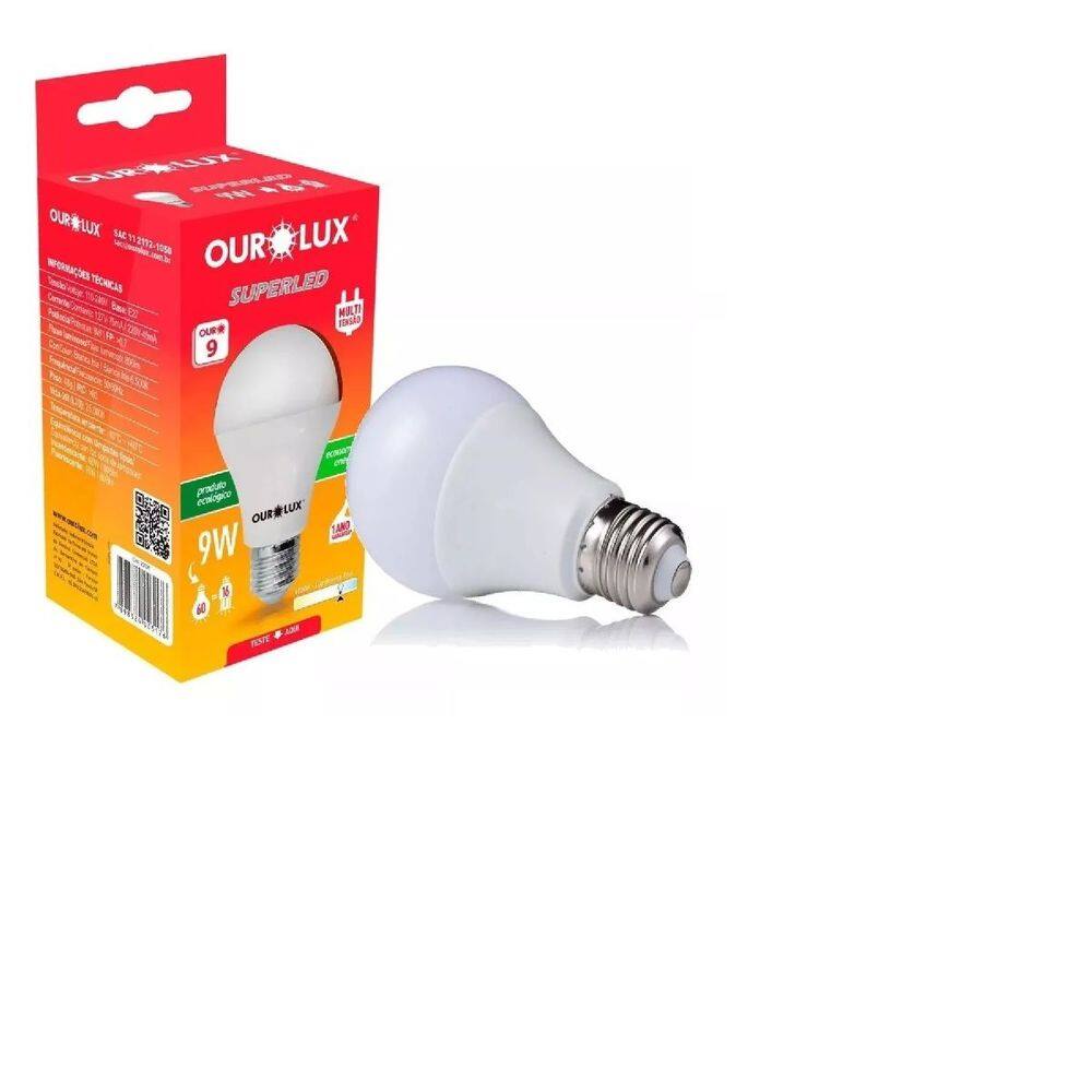 Lampada Superled Ouro 9w 6500k Bivolt Ourolux Luz Branco-frio 100v/240v