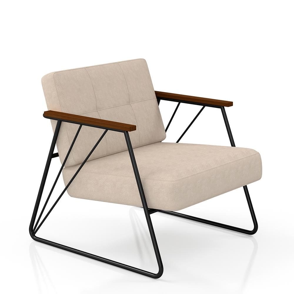 Poltrona Estofada Columbia Estilo Industrial Preto/bege - M.a