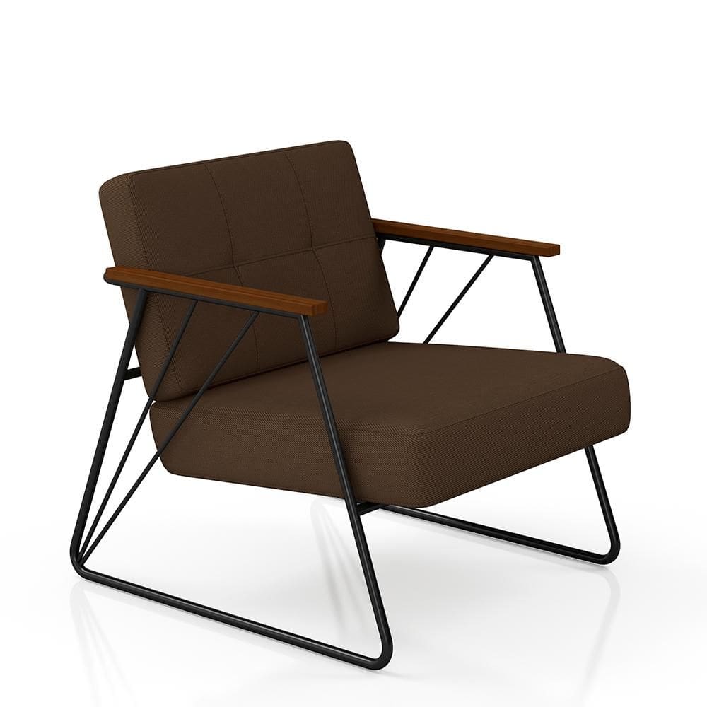 Poltrona Estofada Columbia Estilo Industrial Preto/marrom - M.a