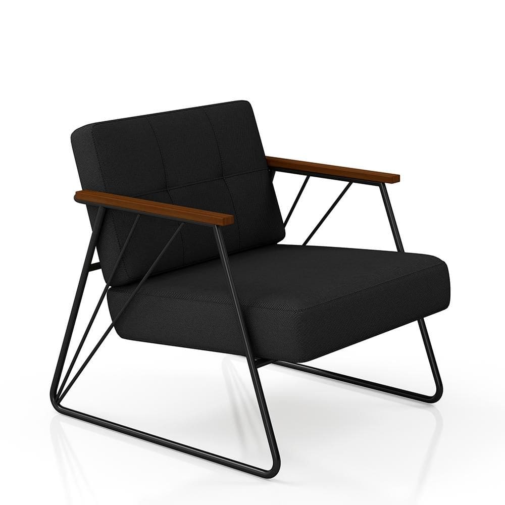 Poltrona Estofada Columbia Estilo Industrial Preto/preto - M.a