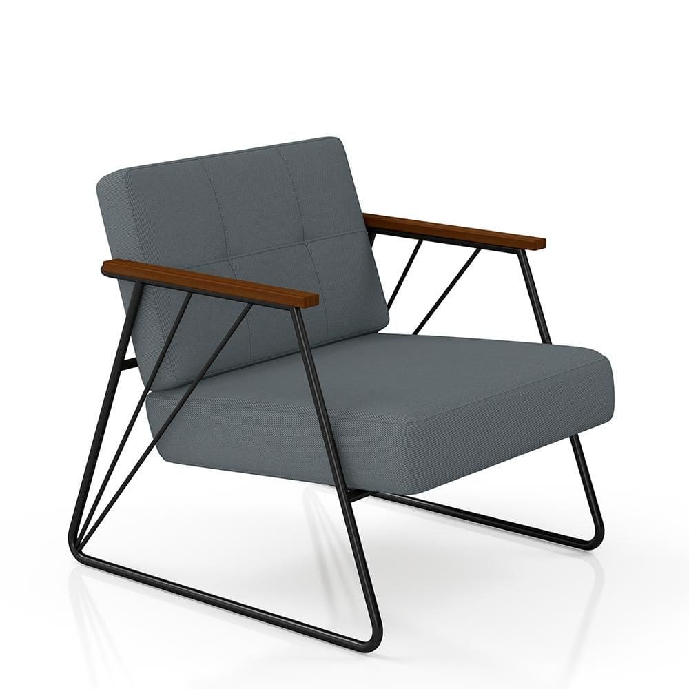 Poltrona Estofada Columbia Estilo Industrial Preto/cinza - M.a