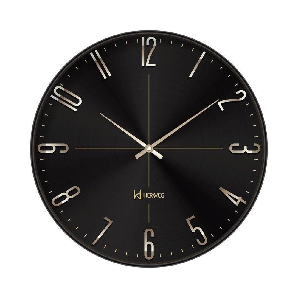 Relógio De Parede Preto Brilhante Herweg 460035 Único