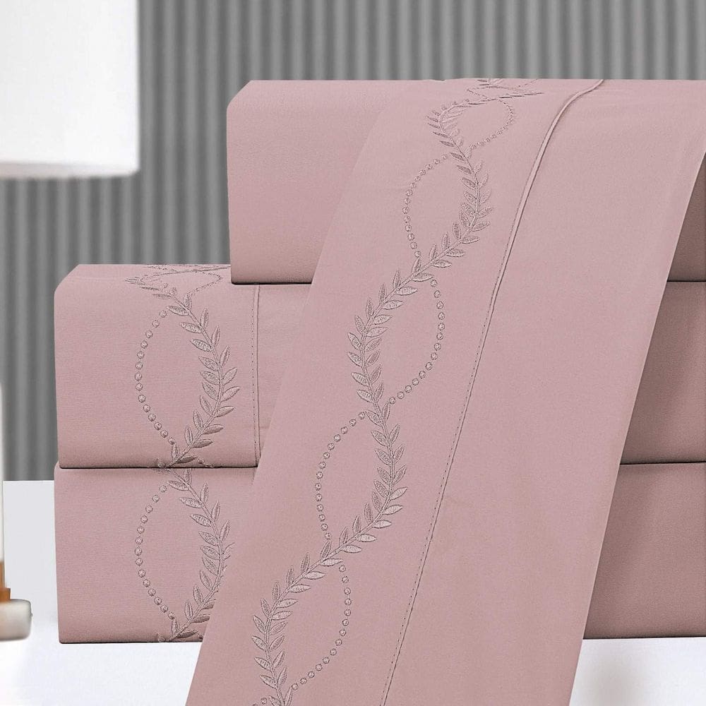 Jogo Lençol King Amore Bordado 4 pç Rosé