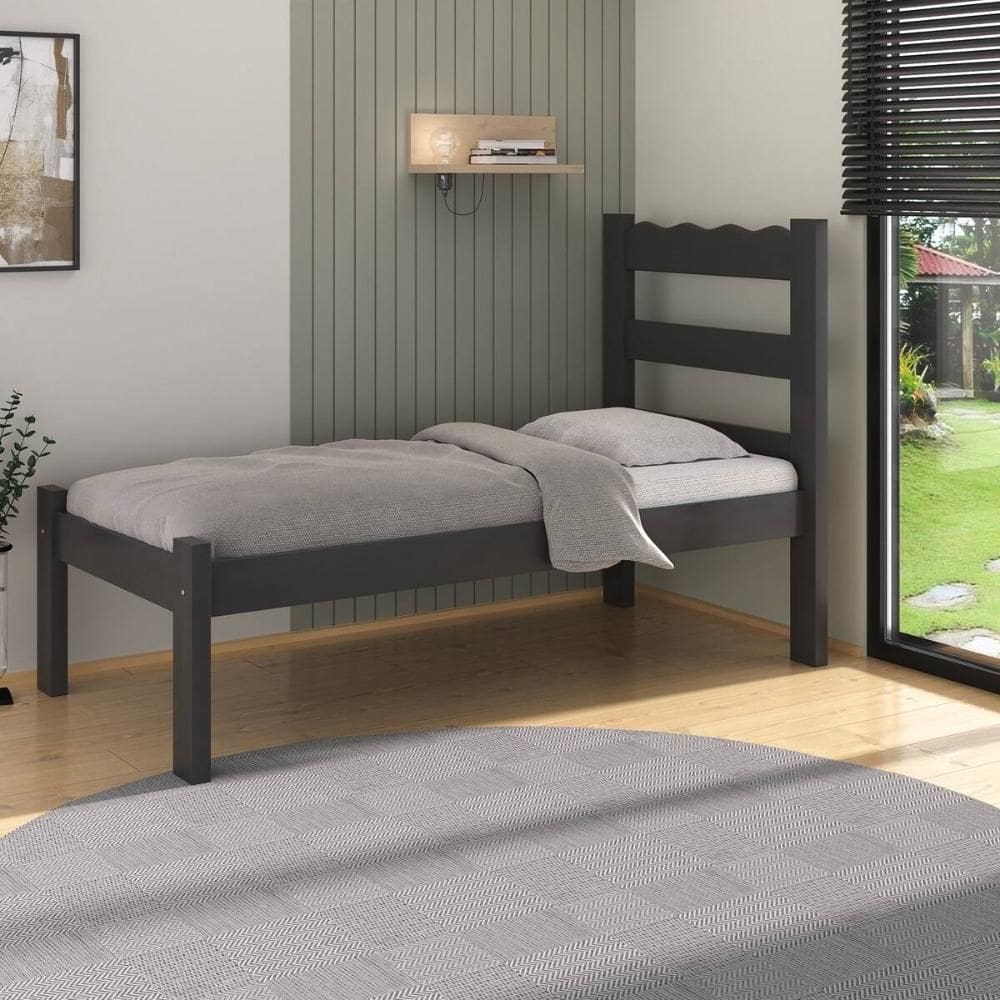 Cama de Solteiro Madeira Maciça para Colchão 78/88x188cm Multimóveis CR35254