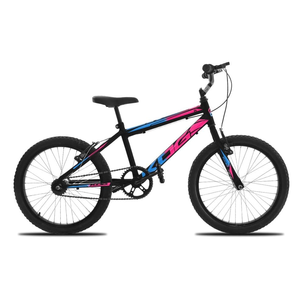 Bicicleta Infantil Feminina Aro 20 KOG com Cestinha Cor:Preto+Rosa