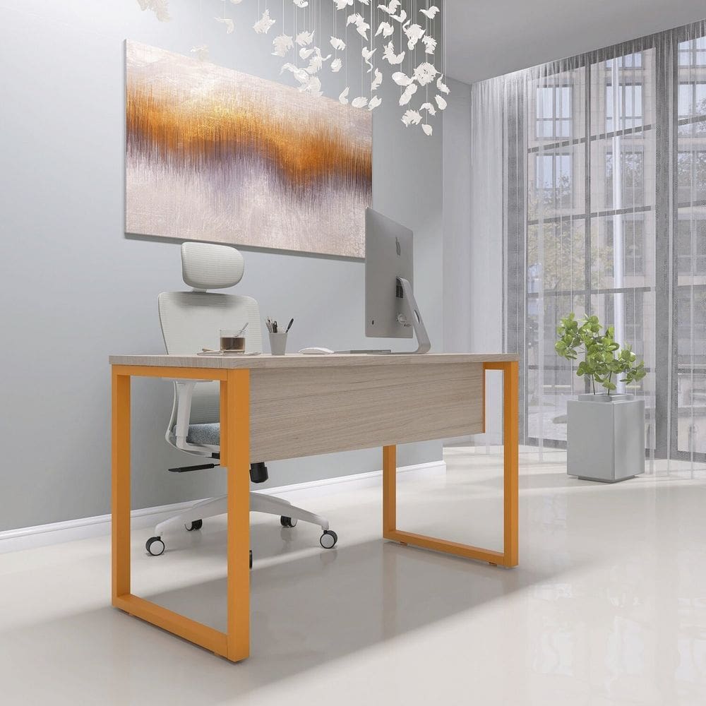 Mesa Madeira 134cm X 60cm M134/60p25 Nogueira/Laranja