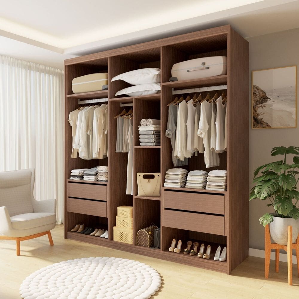 Closet Casal sem Portas 4 Gavetas Miami Cacau