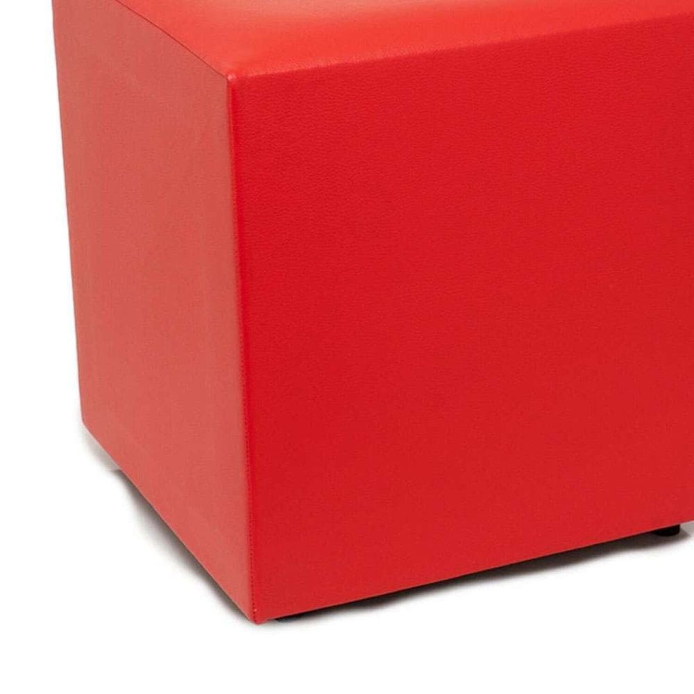 Puff Studio 40x40x40 Cm Courino sem Rodizios Vermelho