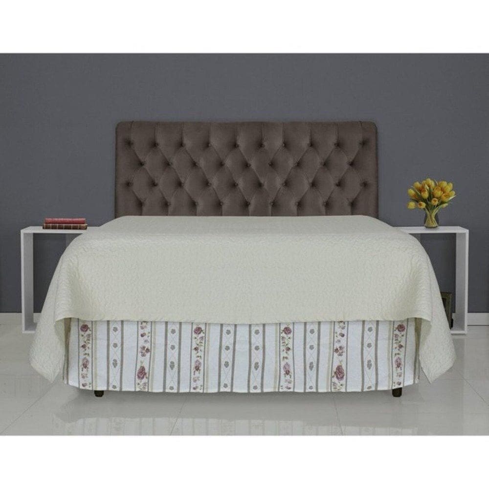 Cabeceira de Cama Box Casal 138cm Pádua Veludo Marrom