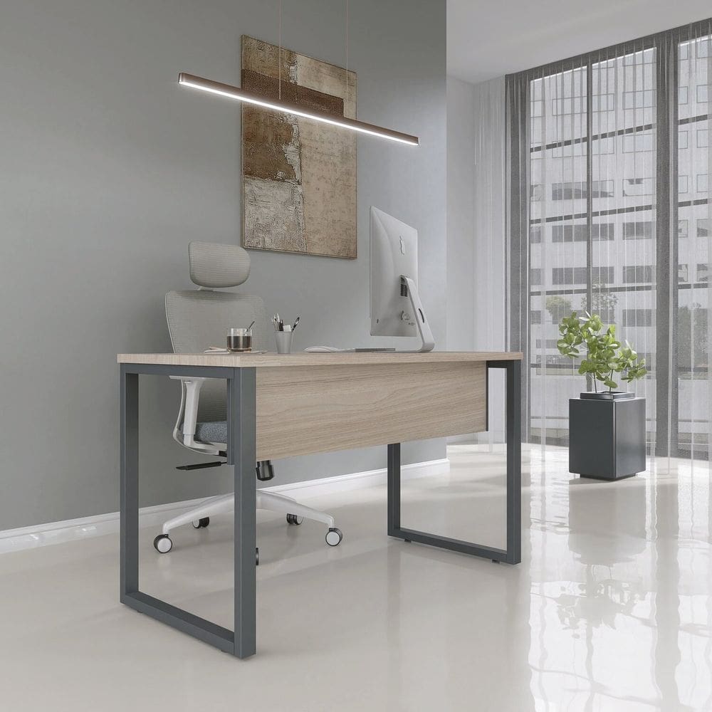Mesa para Escritório Industrial 90cm Pe25 Nogueira/Grafito