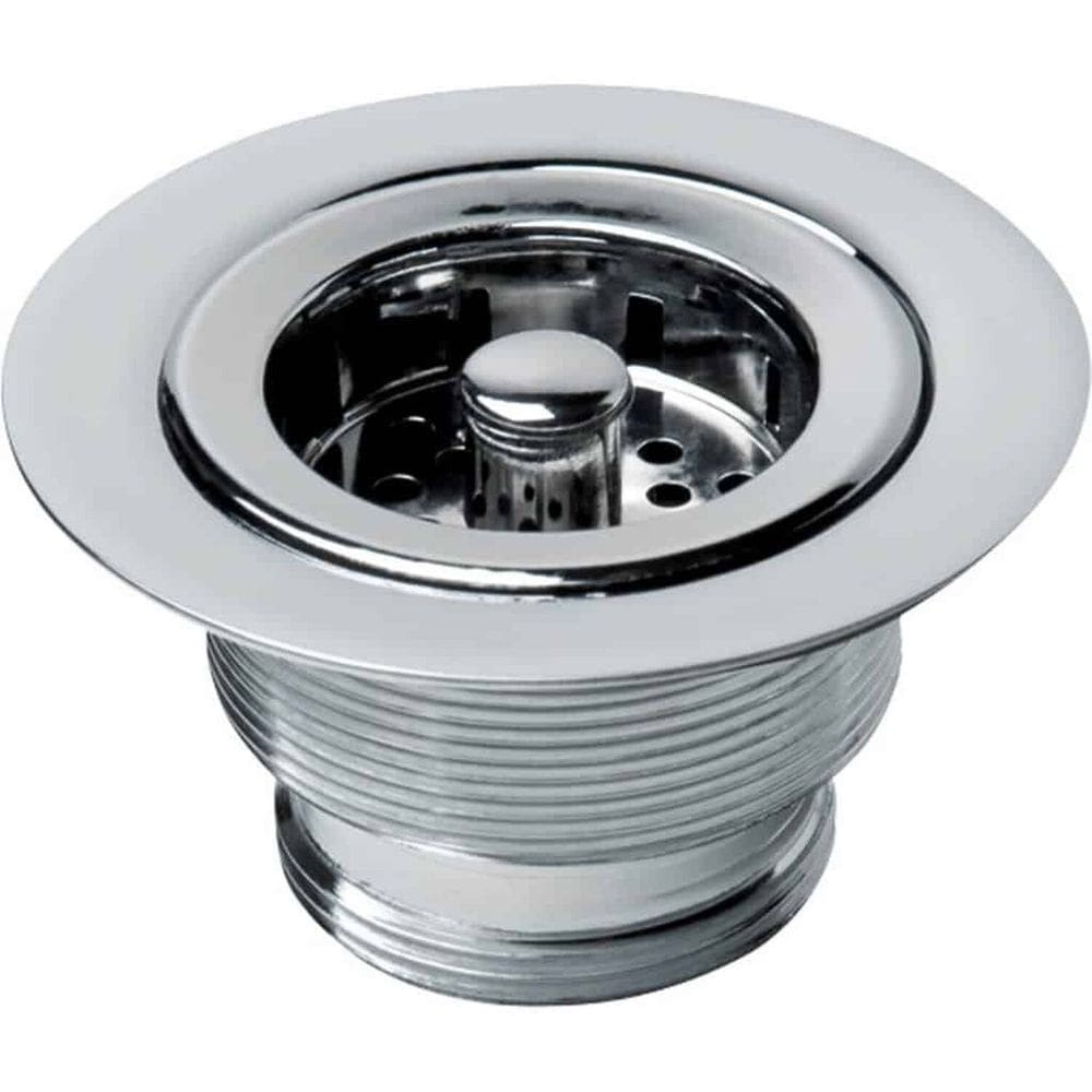 Válvula de Escoamento para Cozinha 4.1/2&quot; X 1.1/2&quot; com Cesta de Metal Cromado