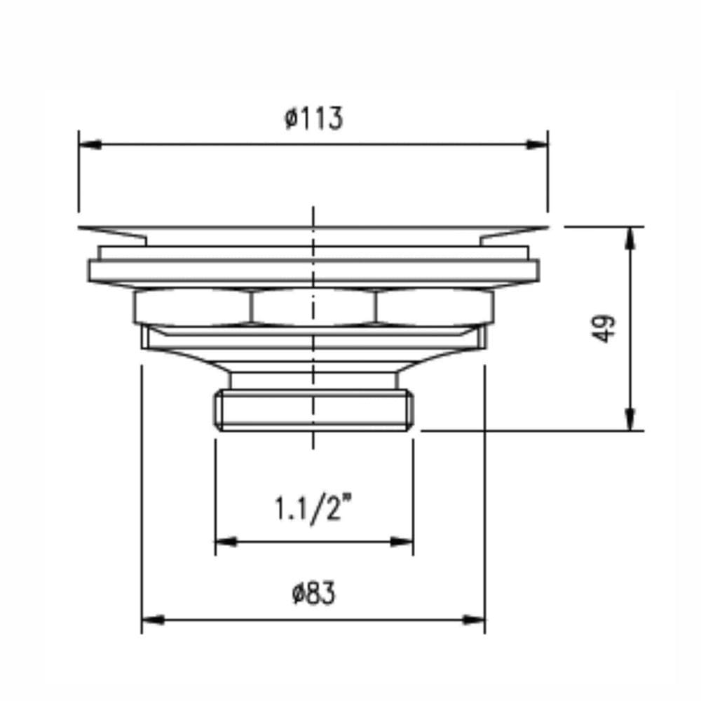 Válvula de Escoamento para Cozinha 4.1/2” X 1.1/2” com Cesta de Metal Cromado