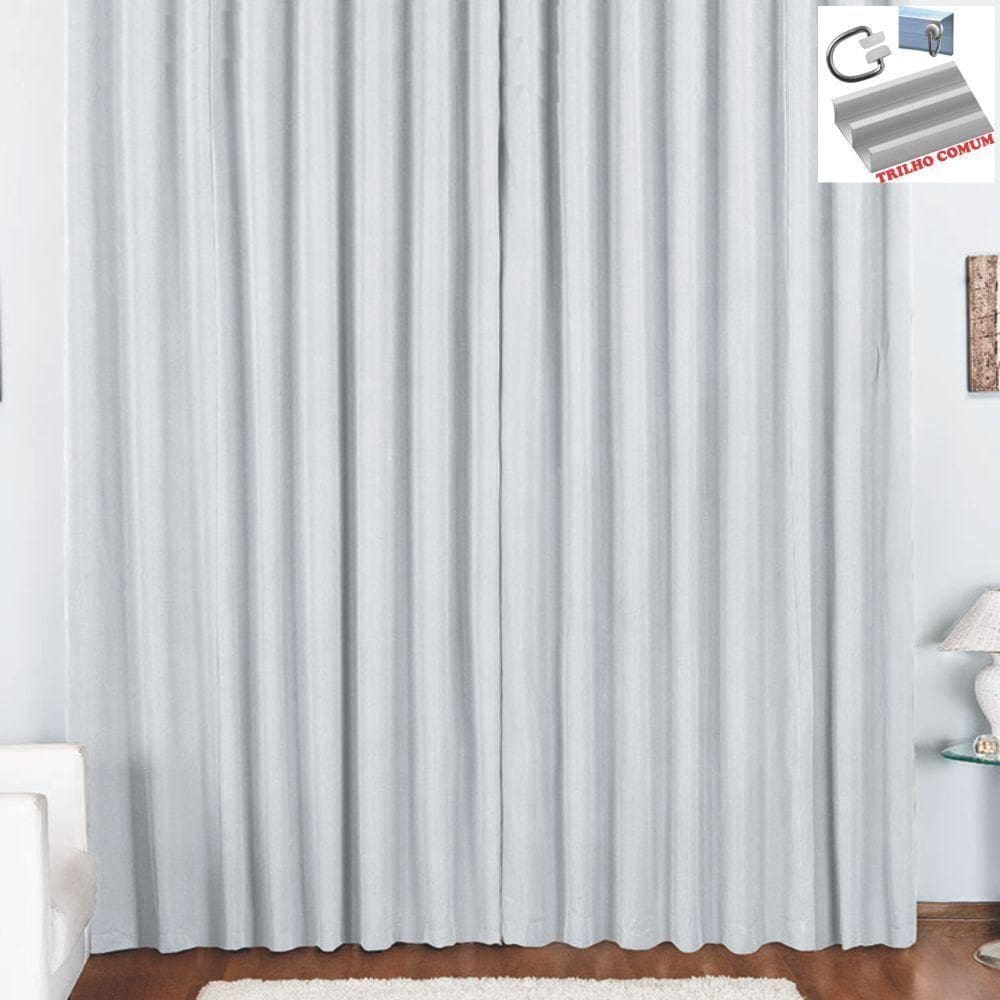 Cortina Pryme 4 Metros Sala Quarto Em Oxford Para Trilho Comum - Branca