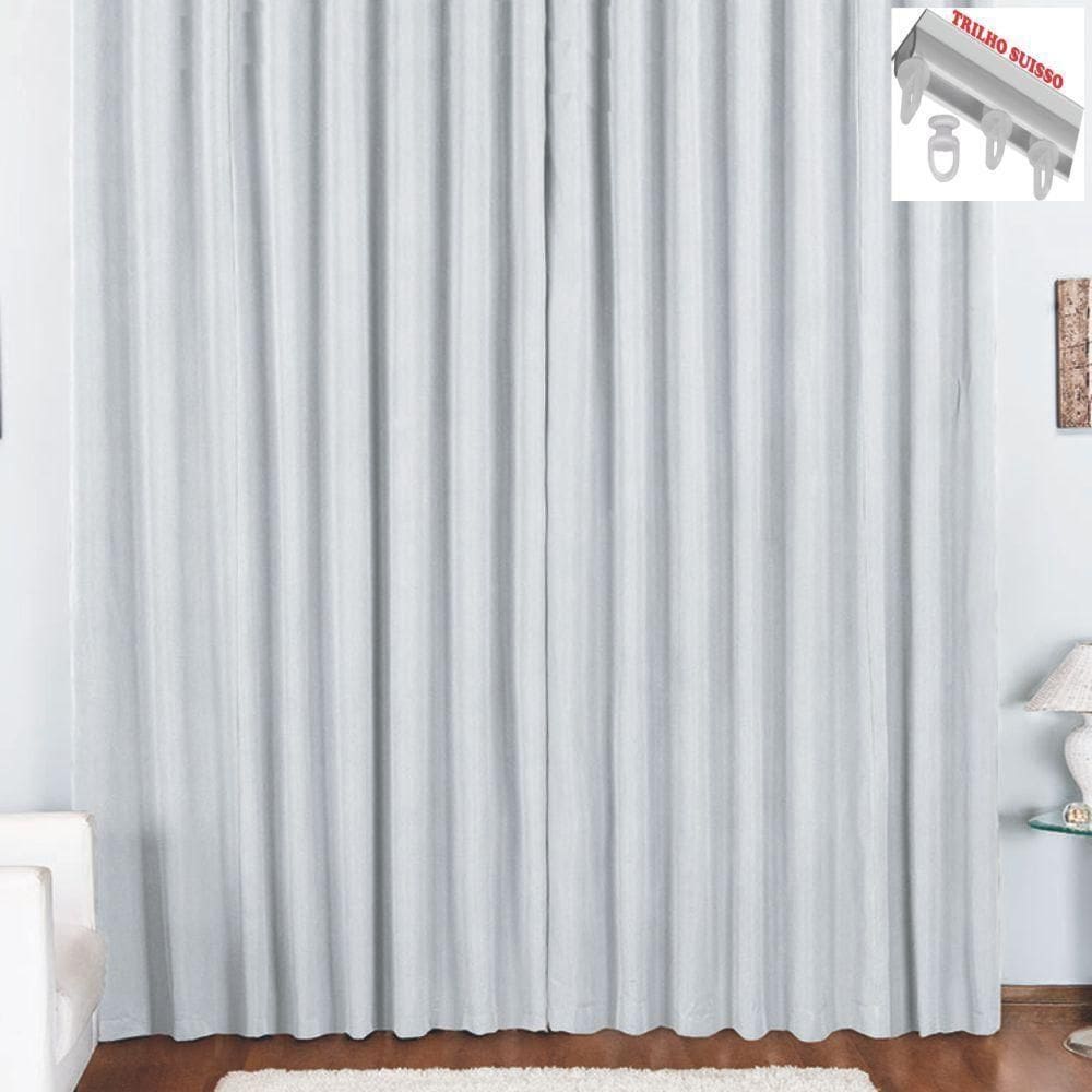 Cortina Pryme 2 Metros Sala Quarto Em Oxford Para Trilho Suisso Branca
